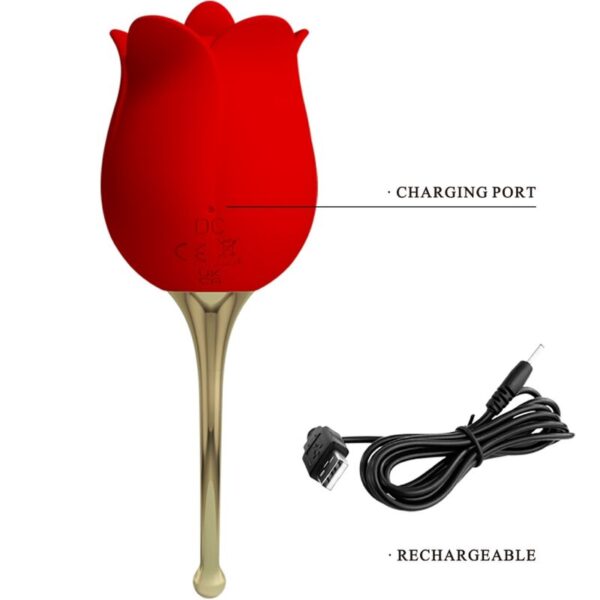 Pretty Love Rose Lover — Tongue Vibrator, Rechargeable, Red — Clitoral Stimulators — view 3