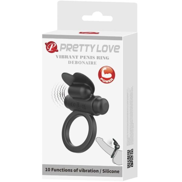 Pretty Love Debonaire — Vibrating Cock Ring, Black — Cock Rings — view 2