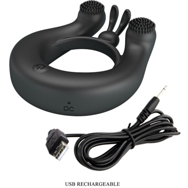 Pretty Love Dahlia — Vibrating Cock Ring, Rechargeable, Black — Cock Rings — view 8