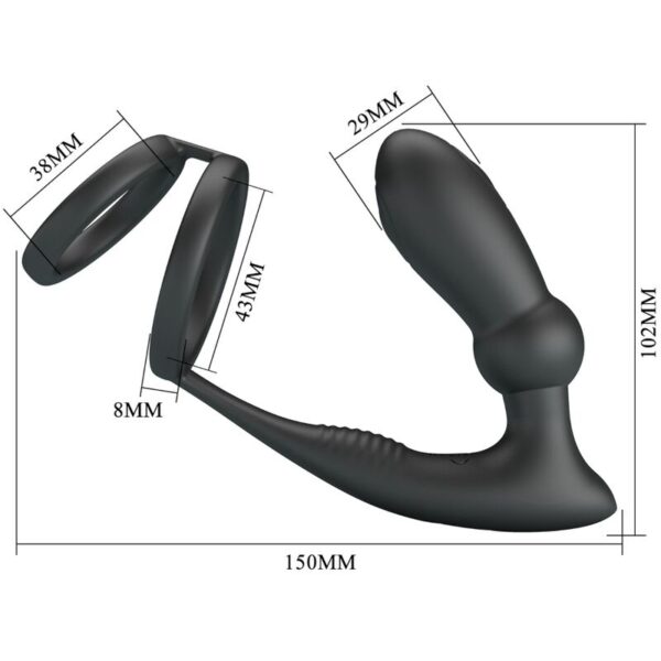 Pretty Love Emoni — Vibrating Cock Ring, Rechargeable, Black — Cock Rings — view 7