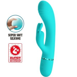 Pretty Love Scocco — Rabbit Vibrator, Rechargeable, Turquoise — Hi-Tech Vibrators