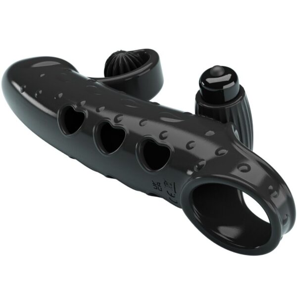 Romance — Vibrating Penis Sleeve, Waterproof, Black — Couples — view 11