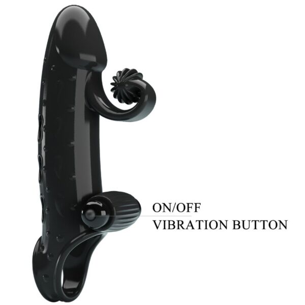 Romance — Vibrating Penis Sleeve, Waterproof, Black — Couples — view 7