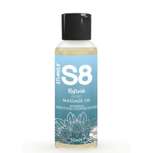 Stimul8 S8 Refresh Erotic — Massage Oil, 50 ml, Plum and Cotton — Body Massage Oils
