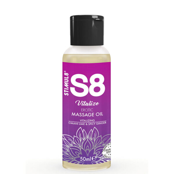 Stimul8 S8 Vitalize Erotic — Massage Oil, 50 ml, Lime and Ginger — Body Massage Oils