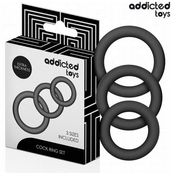 Addicted Toys Model 1 — Cock Ring Set, Black — Classic Cock Rings — view 2