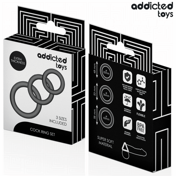 Addicted Toys Model 1 — Cock Ring Set, Black — Classic Cock Rings — view 6