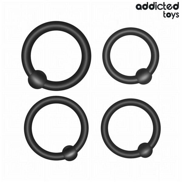 Addicted Toys Pressure — Cock Ring Set, Black — Classic Cock Rings