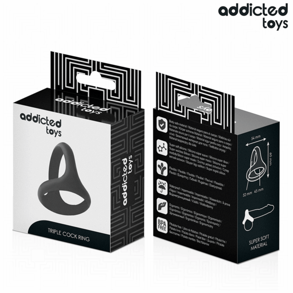 Addicted Toys Thick Triple — Cock Ring, Black — Classic Cock Rings — view 7