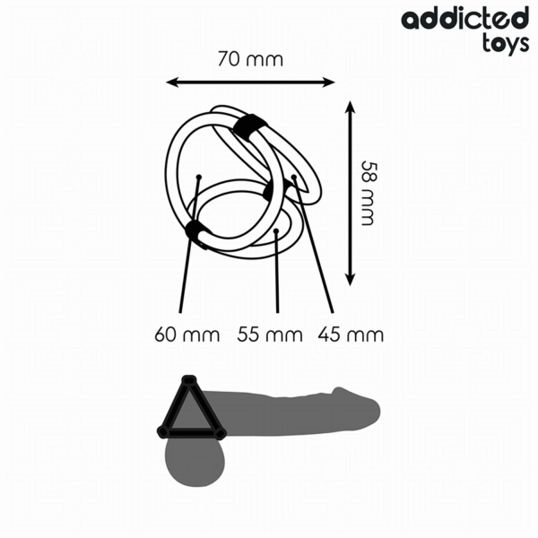 Addicted Toys Triple — Cock Ring, Black — Classic Cock Rings — view 4