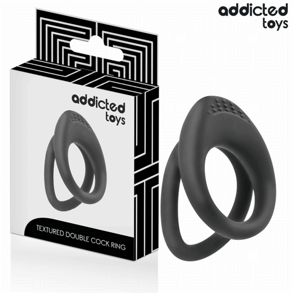 Addicted Toys Textured Double — Cock Ring, Black — Classic Cock Rings — view 2