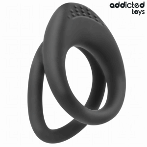 Addicted Toys Textured Double — Cock Ring, Black — Classic Cock Rings