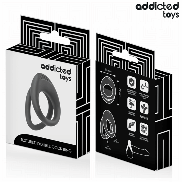 Addicted Toys Textured Double — Cock Ring, Black — Classic Cock Rings — view 6