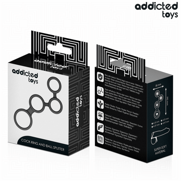 Addicted Toys Ball Splitter — Cock Ring, Black — Classic Cock Rings — view 7