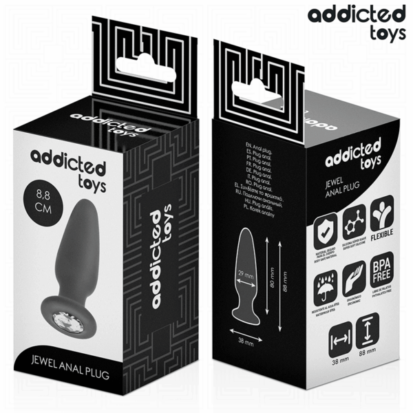 Addicted Toys — Jewelled Butt Plug, 8.8 cm, Black — Anal — view 3