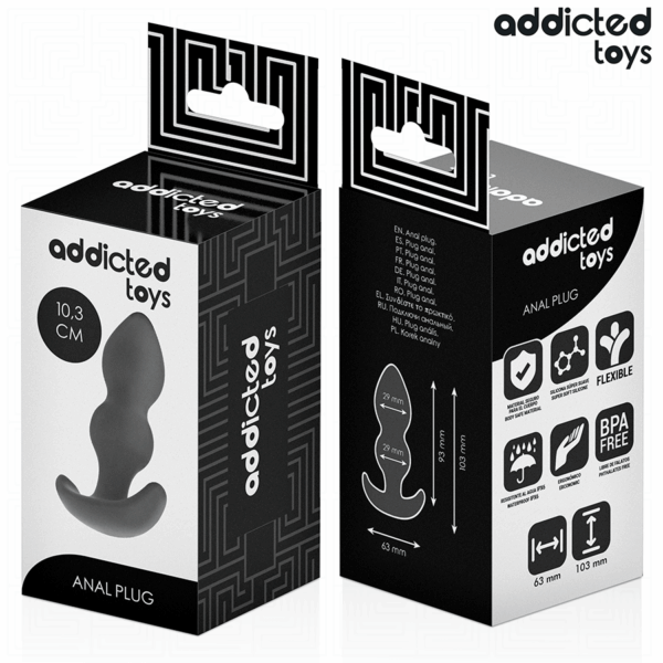 Addicted Toys — Silicone Butt Plug, 10.3 cm, Black — Anal — view 7