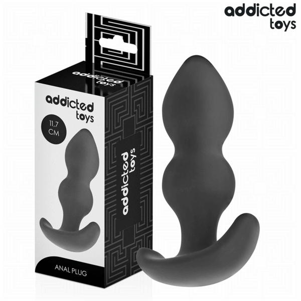 Addicted Toys — Silicone Butt Plug, 11.7 cm, Black — Anal