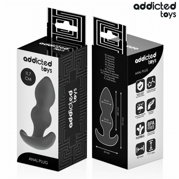 Addicted Toys — Silicone Butt Plug, 11.7 cm, Black — Anal — view 7