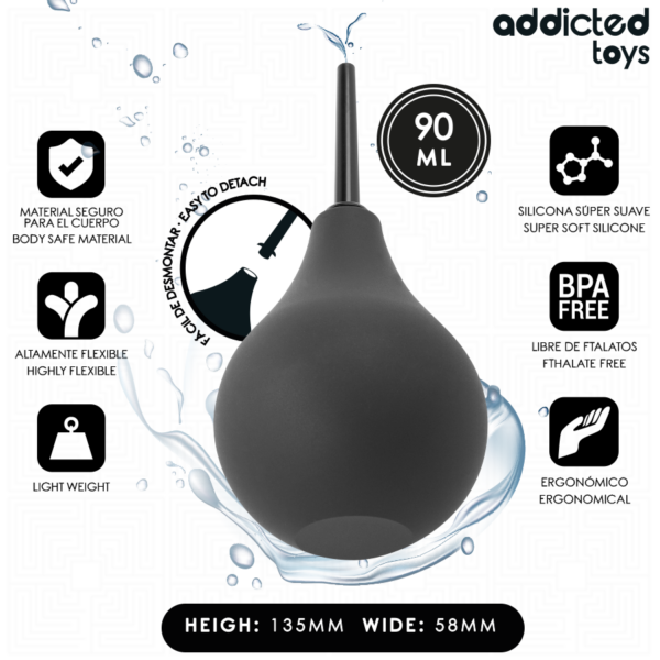 Addicted Toys Travel Cleaner — Anal Douche, 90 ml, Black