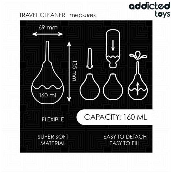 Addicted Toys Travel Cleaner — Anal Douche, 160 ml, Black — view 3