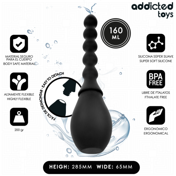Addicted Toys Travel Cleaner Model 2 — Anal Douche, 160 ml, Black