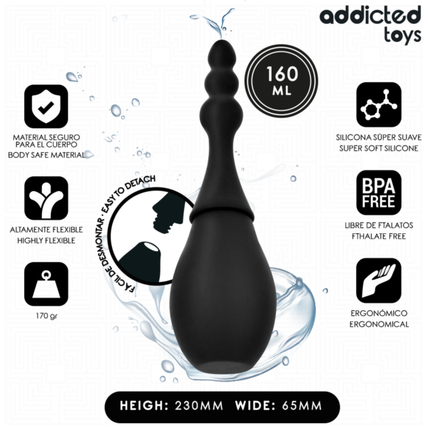 Addicted Toys Travel Cleaner Model 4 — Anal Douche, 160 ml, Black