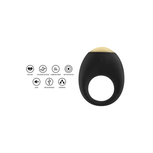 ToyJoy Luz Eclipse — Vibrating Cock Ring, Rechargeable, Black — Cock Rings — view 2