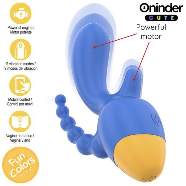 Oninder Love 3 Some — Rabbit Vibrator, App-Controlled, Blue — Anal — view 6