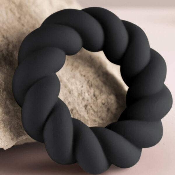 Rocks-Off Twist — Cock Ring, Silicone, Black — Classic Cock Rings — view 7