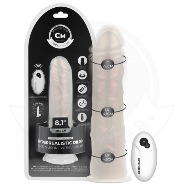 Cock Miller — Vibrating Dildo, Remote Control, 20.5 cm, White — Realistic Vibrators