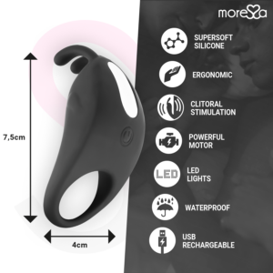 Moressa Brad — Vibrating Cock Ring, Rechargeable, Black — Clitoral Stimulators — view 4
