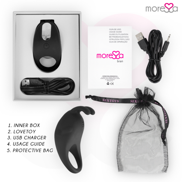 Moressa Brad — Vibrating Cock Ring, Rechargeable, Black — Clitoral Stimulators — view 6
