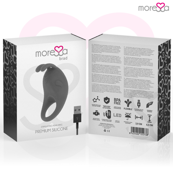 Moressa Brad — Vibrating Cock Ring, Rechargeable, Black — Clitoral Stimulators — view 7