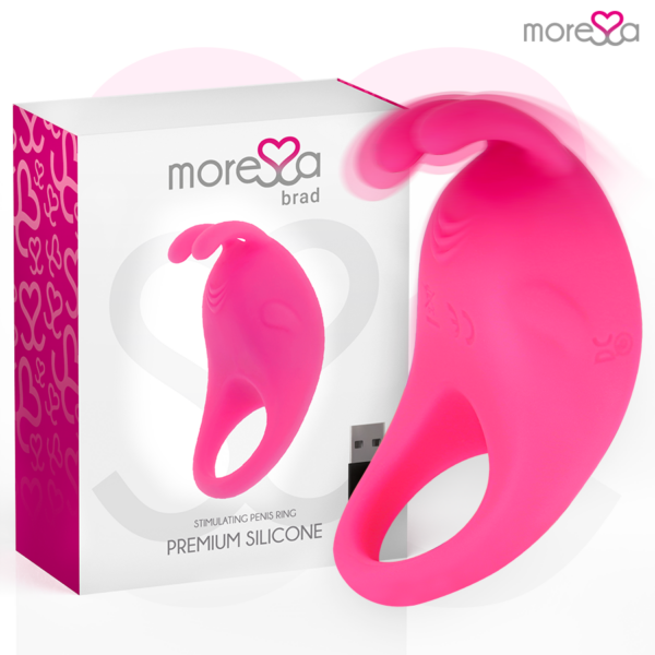 Moressa Brad — Vibrating Cock Ring, Rechargeable, Pink — Clitoral Stimulators — view 7