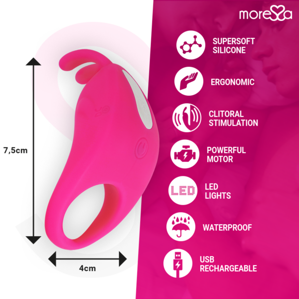 Moressa Brad — Vibrating Cock Ring, Rechargeable, Pink — Clitoral Stimulators — view 4