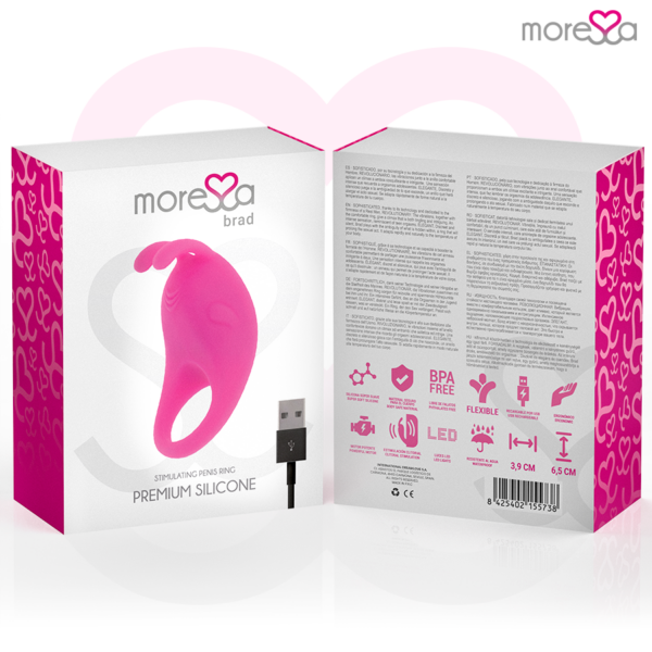 Moressa Brad — Vibrating Cock Ring, Rechargeable, Pink — Clitoral Stimulators — view 2