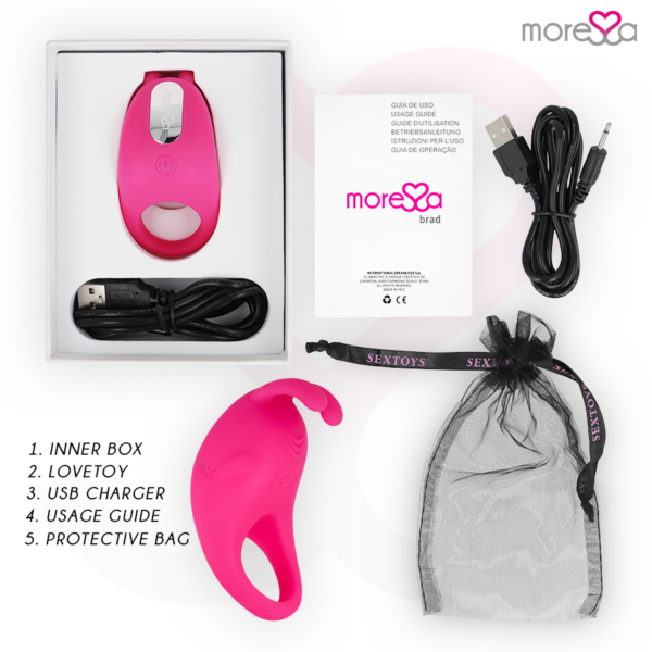 Moressa Brad — Vibrating Cock Ring, Rechargeable, Pink — Clitoral Stimulators — view 6