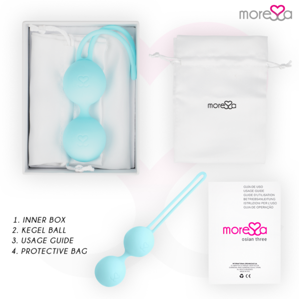 Moressa Osian Three — Kegel Balls, Silicone, Turquoise — Ben Wa Balls — view 3