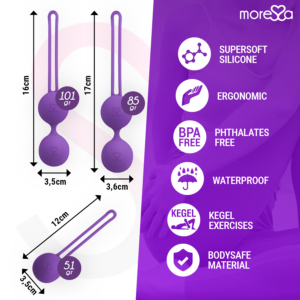 Moressa Osian Set — Kegel Balls, Silicone, Lilac — Ben Wa Balls — view 3