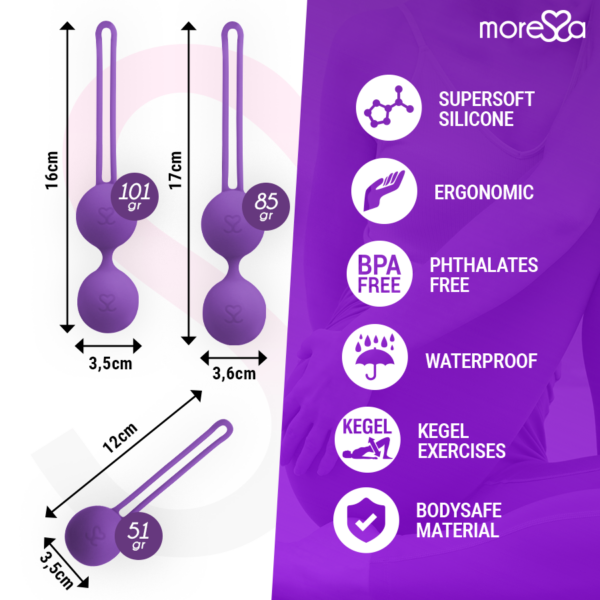 Moressa Osian Set — Kegel Balls, Silicone, Lilac — Ben Wa Balls — view 3