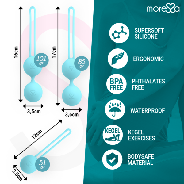 Moressa Osian Set — Kegel Balls, Silicone, Turquoise — Ben Wa Balls — view 4