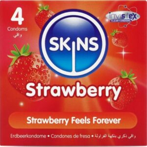 Skins Strawberry — Flavoured Condoms, 4 Pack — Condom Multipacks