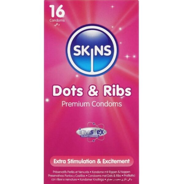 Skins Dots and Ribs — Textured Condoms, 16 Pack — Condom Multipacks
