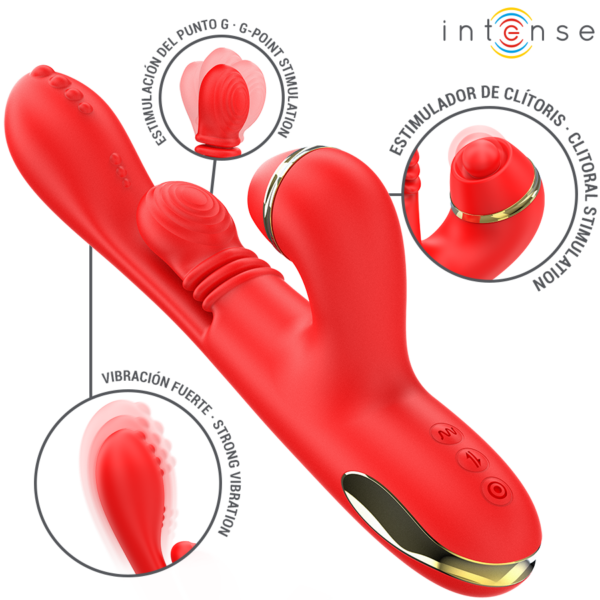 Intense Katy — Rabbit Vibrator, Waterproof, Red — Air Pulse Vibrators — view 3