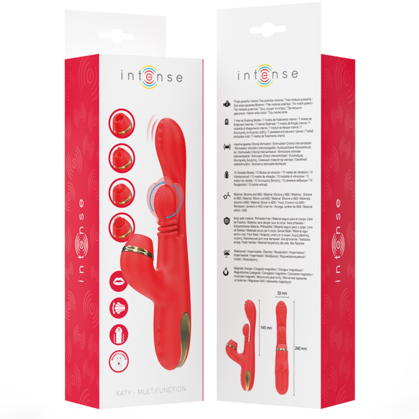Intense Katy — Rabbit Vibrator, Waterproof, Red — Air Pulse Vibrators — view 8
