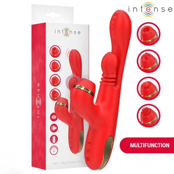 Intense Katy — Rabbit Vibrator, Waterproof, Red — Air Pulse Vibrators — view 9