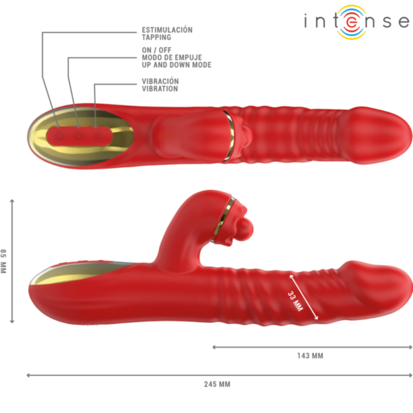 Intense Thalia — Thrusting Vibrator, Waterproof, Red — Rabbit Vibrators — view 3