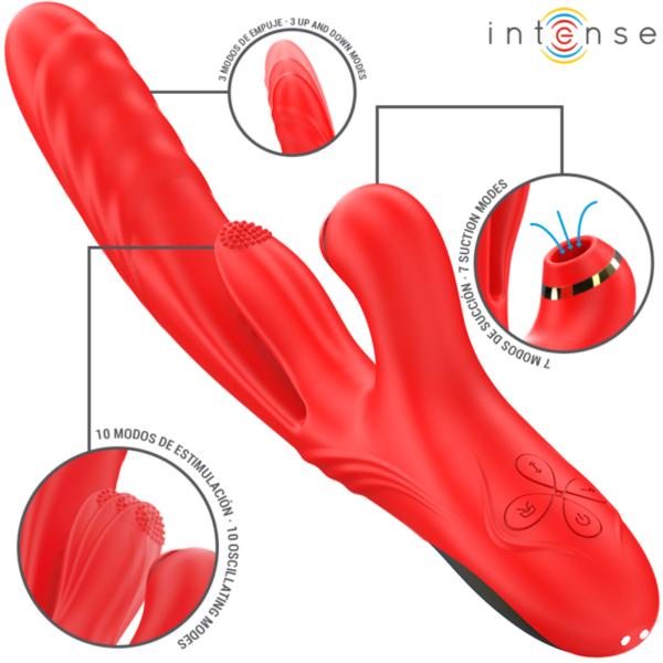 Intense Karol — Thrusting Vibrator, Waterproof, Red — Air Pulse Vibrators — view 2