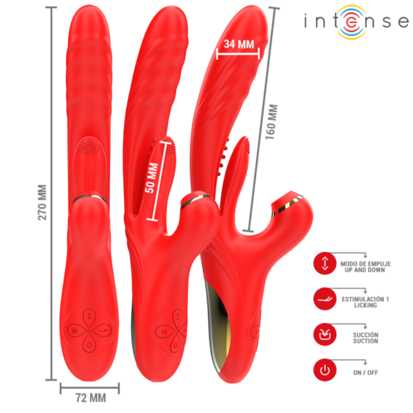 Intense Karol — Thrusting Vibrator, Waterproof, Red — Air Pulse Vibrators — view 4