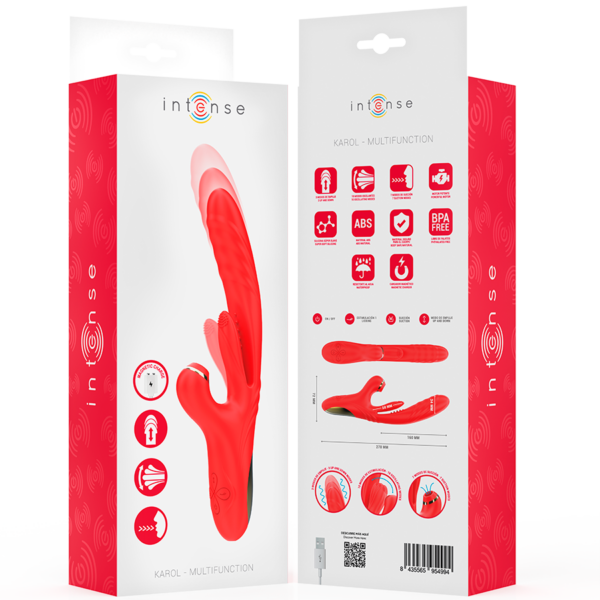 Intense Karol — Thrusting Vibrator, Waterproof, Red — Air Pulse Vibrators — view 8